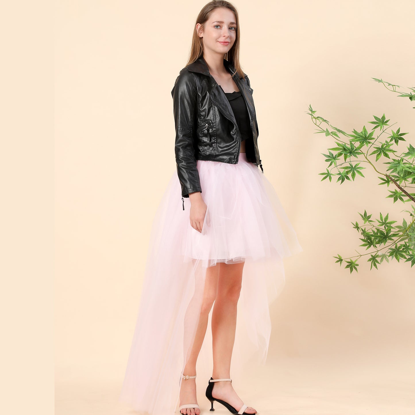 Women's Fashion Solid Color Dovetail Tulle Skirt