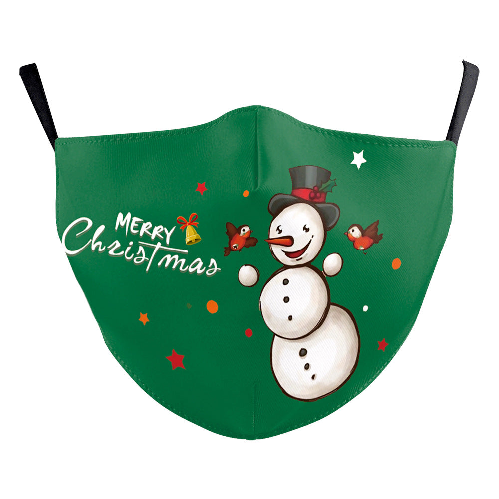 Christmas Snowman Digital Printing Double Layer Dustproof Mask