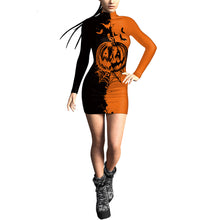 Carica l&#39;immagine nel visualizzatore di Gallery, Women&#39;s 3D Digital Printing Pumpkin Slim-fit Long-sleeved Sexy Tight Hip Dress