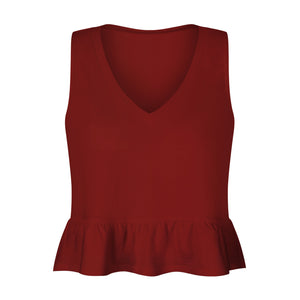 Women's Fashion Casual V-neck Ruffled Small Tank Top