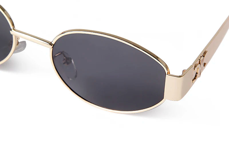 Retro Metal Frame Pilot Oval Sunglasses Women Men Brand Designer Vintage Round Sun Glasses Luxury 90s Green Lens Shades Male UV