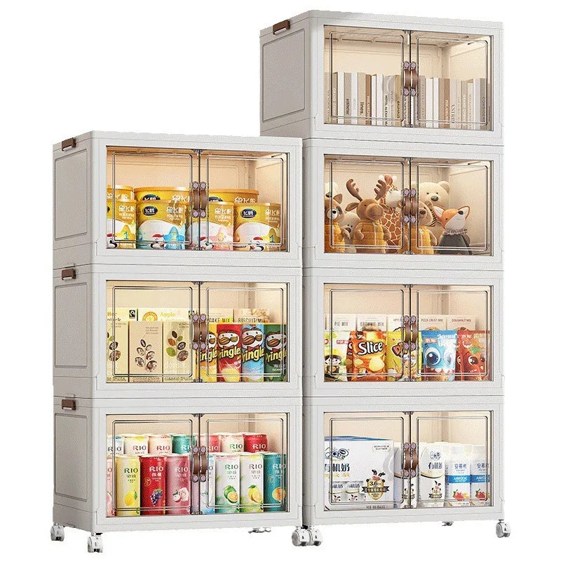 3/4/5 Layers Multifunction Folding Living Room Cabinet Closet Organizer With Wheel Stackable Large Capacity Storage Boxes