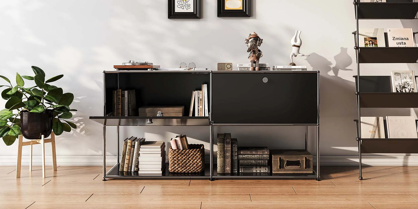 Storage Cabinet Sideboard Haller Cabinet Storage Shelf Modular Furniture Stainless Steel Metal Board Living Room Cabinet-No Keys