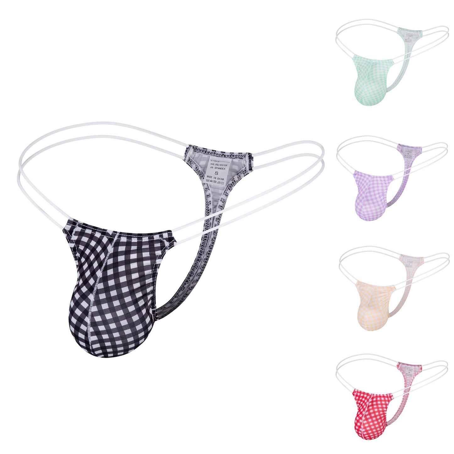 Plaid Printed Sexy Underwear For Men Lightweight Low Waist Sexy Underwear Thong Briefs Mens Bikini Underwear