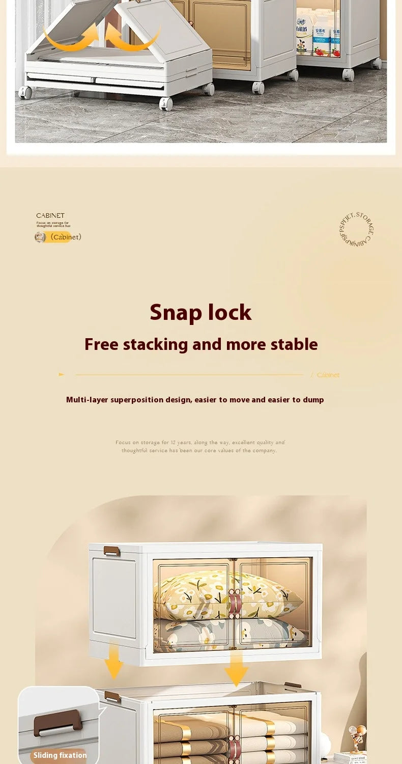 3/4/5 Layers Multifunction Folding Living Room Cabinet Closet Organizer With Wheel Stackable Large Capacity Storage Boxes