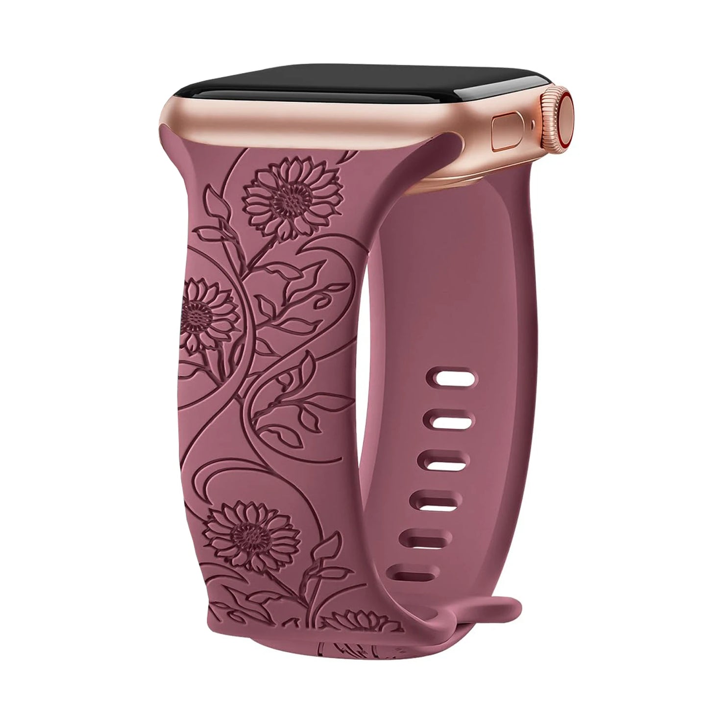 Floral Engraved Strap For Apple Watch Band 40mm 44mm