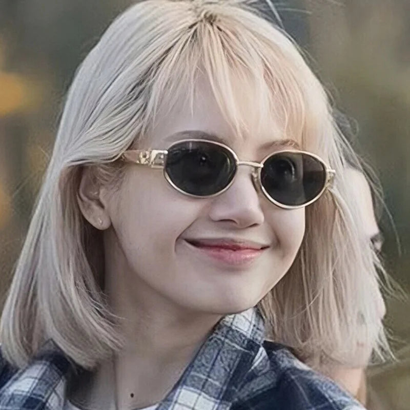 Retro Metal Frame Pilot Oval Sunglasses Women Men Brand Designer Vintage Round Sun Glasses Luxury 90s Green Lens Shades Male UV