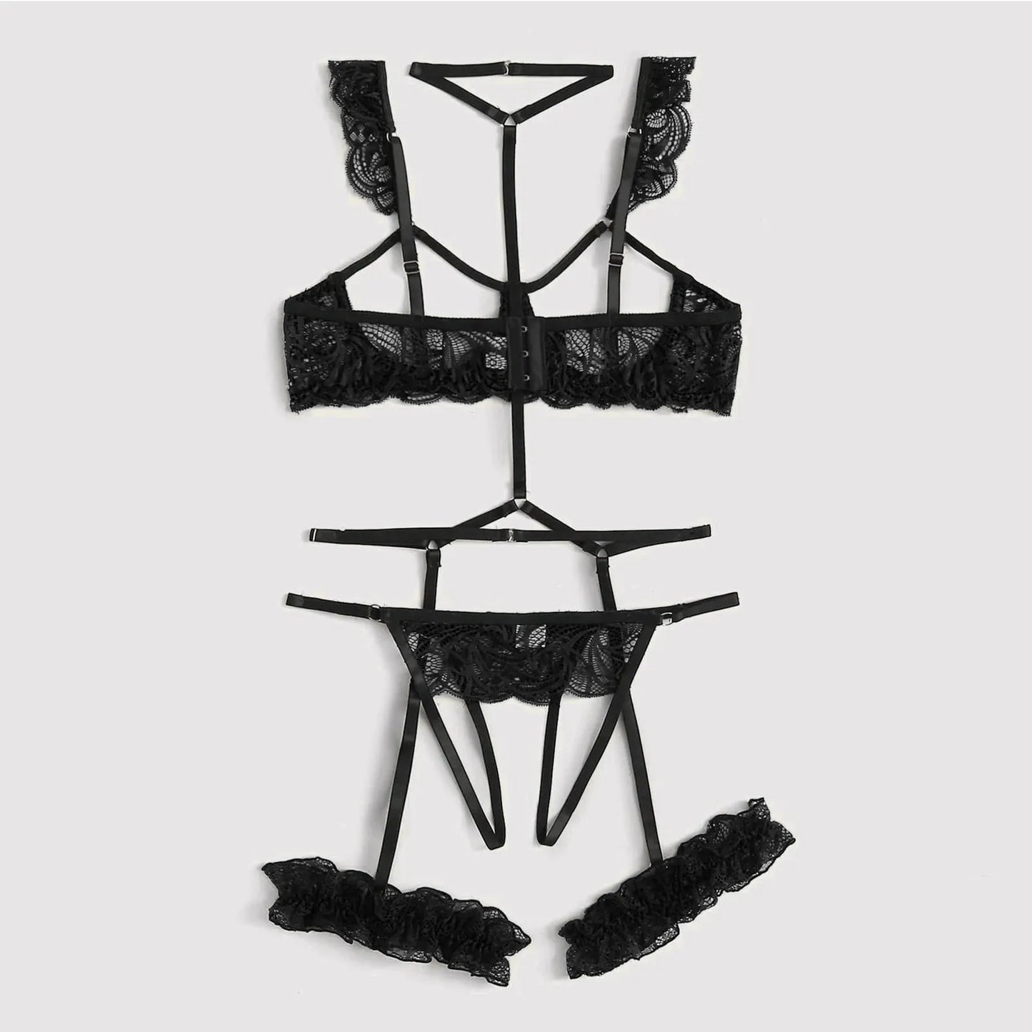 New Sexy Fashion Lace Lingerie Solid Color Embroidery Lace Garter Belt Leg Loop Erotic Intimates Temptation Slimming Underwear