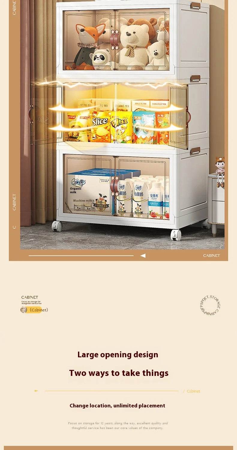 3/4/5 Layers Multifunction Folding Living Room Cabinet Closet Organizer With Wheel Stackable Large Capacity Storage Boxes