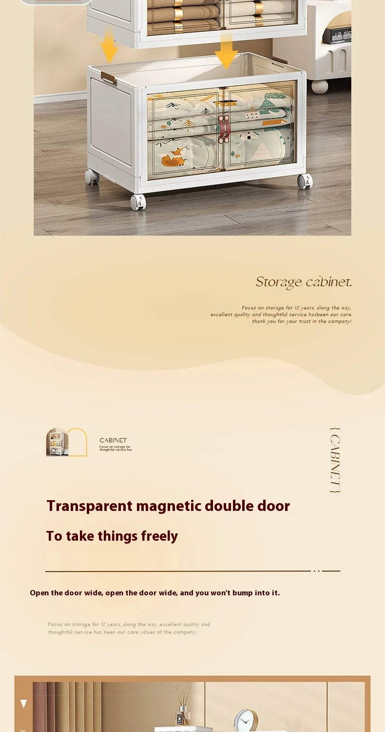 3/4/5 Layers Multifunction Folding Living Room Cabinet Closet Organizer With Wheel Stackable Large Capacity Storage Boxes