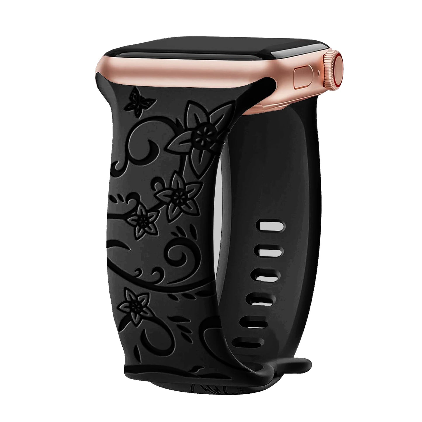 Floral Engraved Strap For Apple Watch Band 40mm 44mm