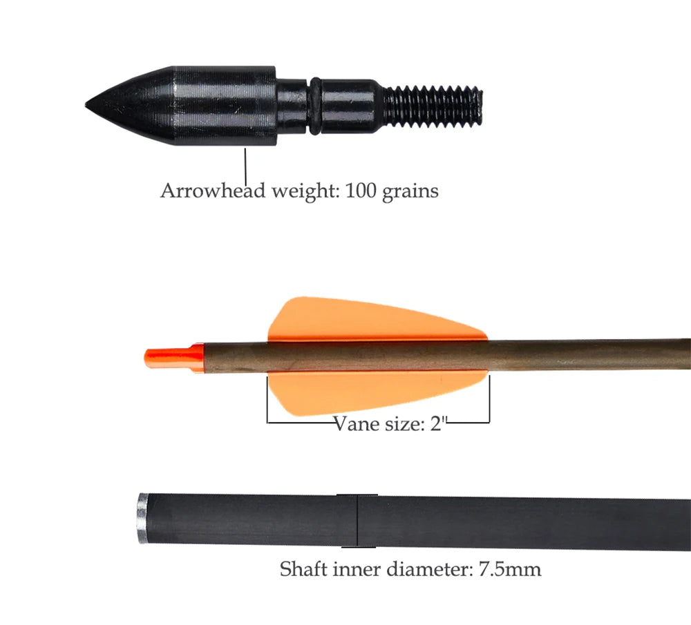 7.5/15 Inch Carbon Crossbow Bolts