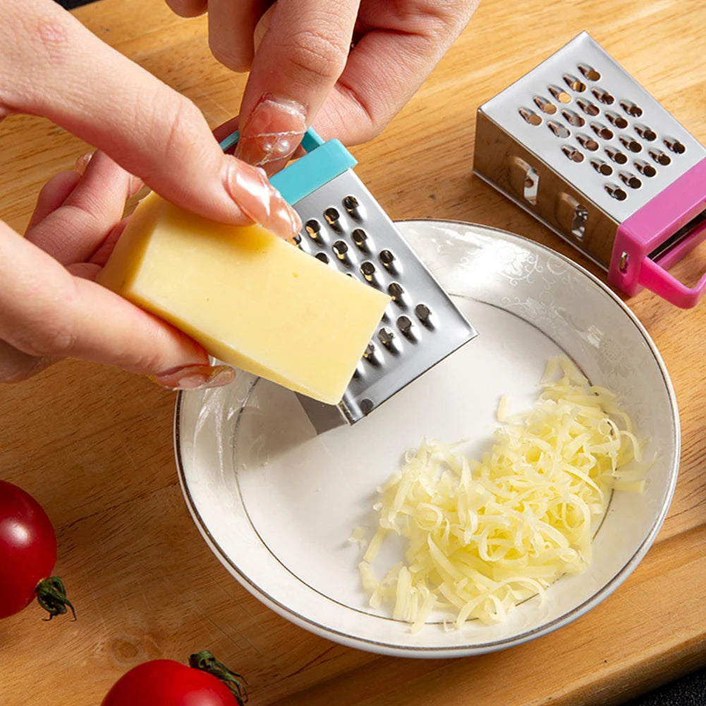 Stainless Steel Mini Four-Sided Grater Planer Non-slip Handle Multifunctional Peel Cutter Fruit Ginger Garlic Grater Kitchen