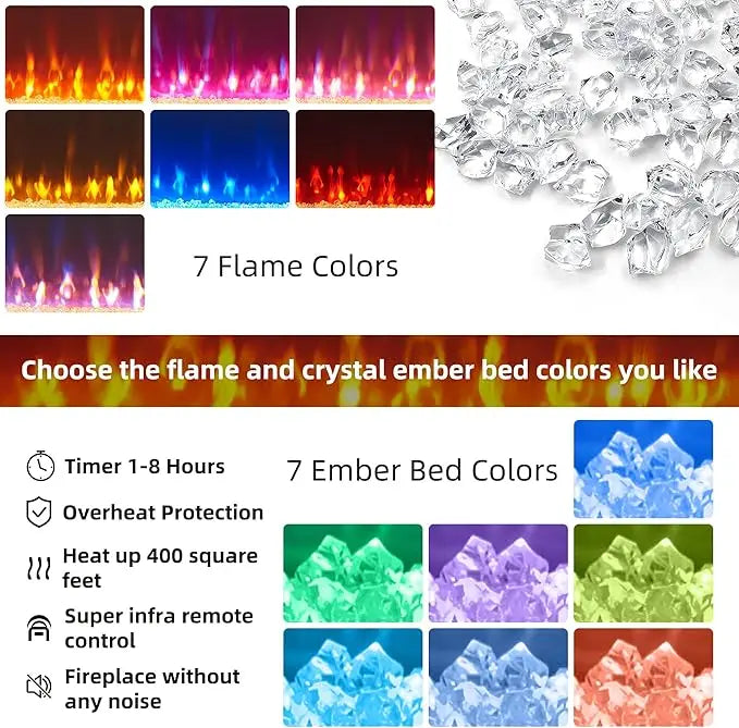 Fireplace TV Stand for 80 Inch TVFarmhouse Entertainment Center with 42" Fireplace & LED Lights Modern Media Console Table