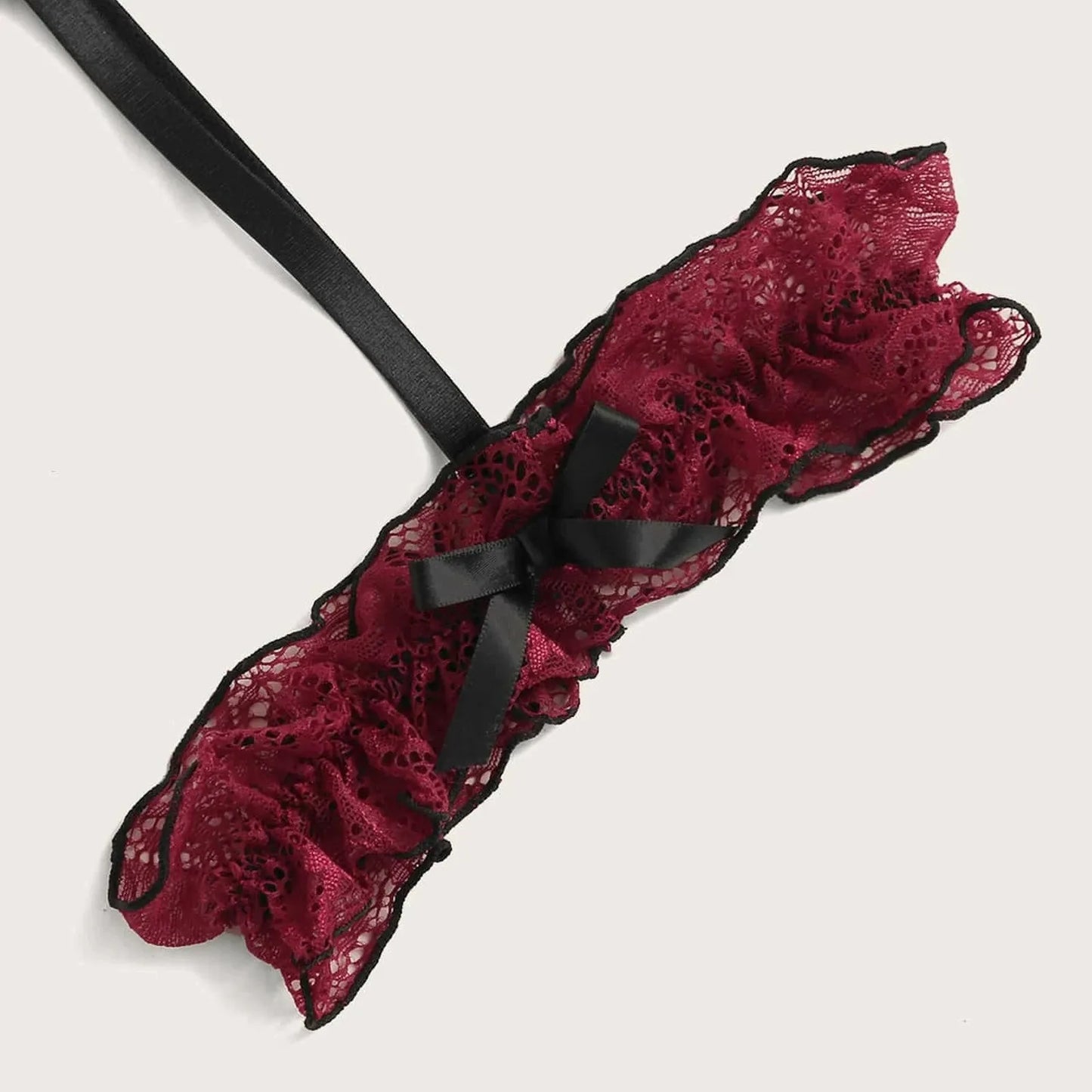 Sexy Lace Crotch Lingerie Set Halter Choker Hollow Bra Underwear Bandage Sleepwear Steel Ring Pajamas Garter Lingerie Sets