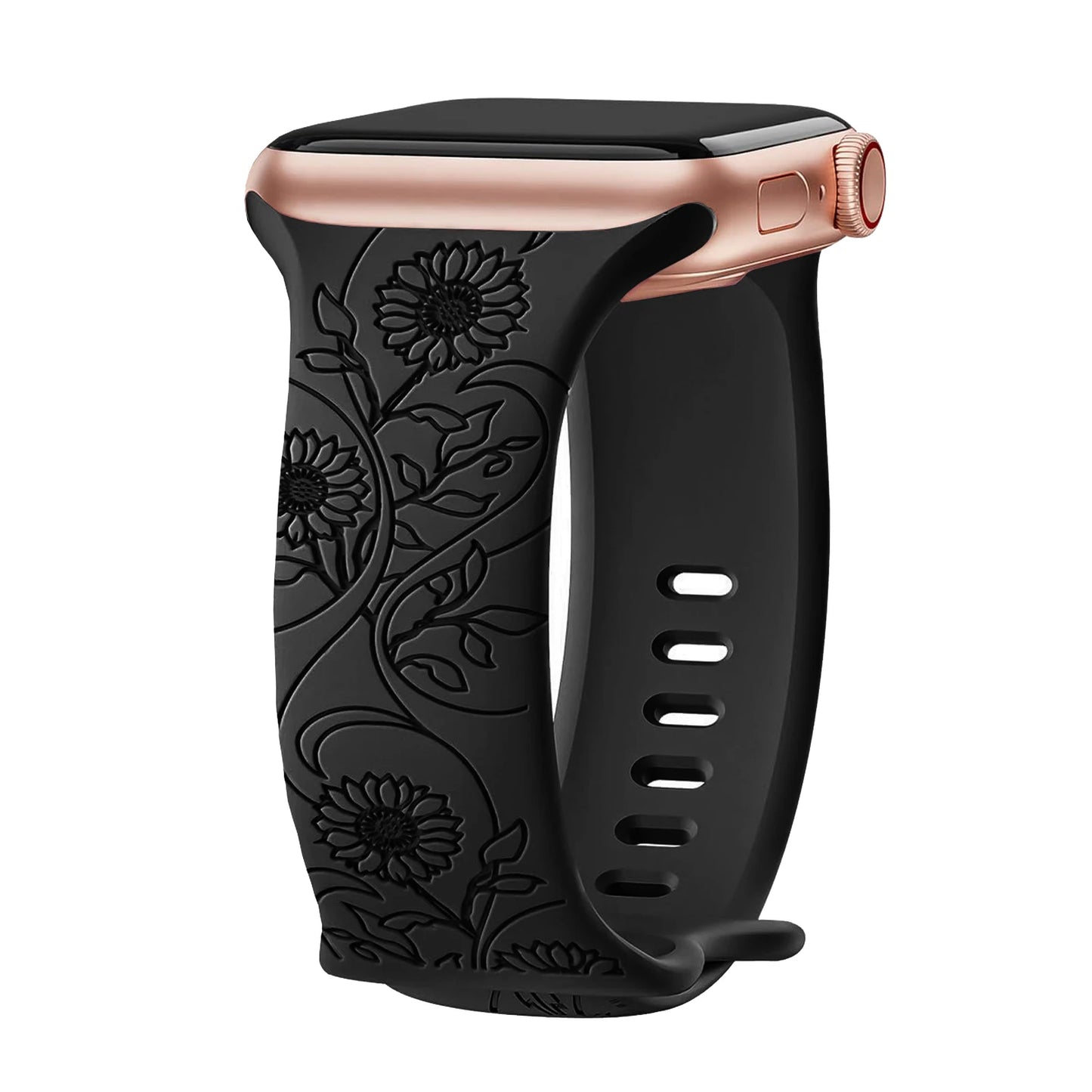 Floral Engraved Strap For Apple Watch Band 40mm 44mm