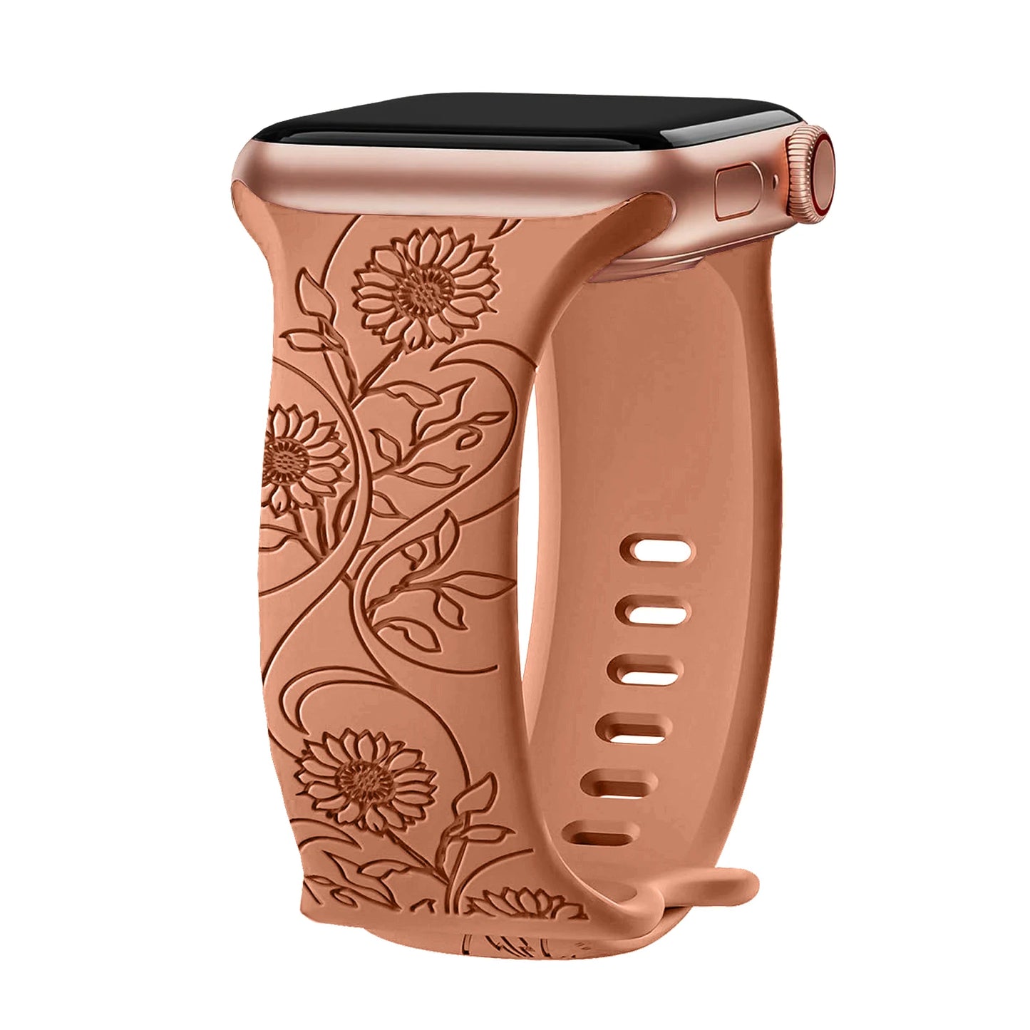 Floral Engraved Strap For Apple Watch Band 40mm 44mm