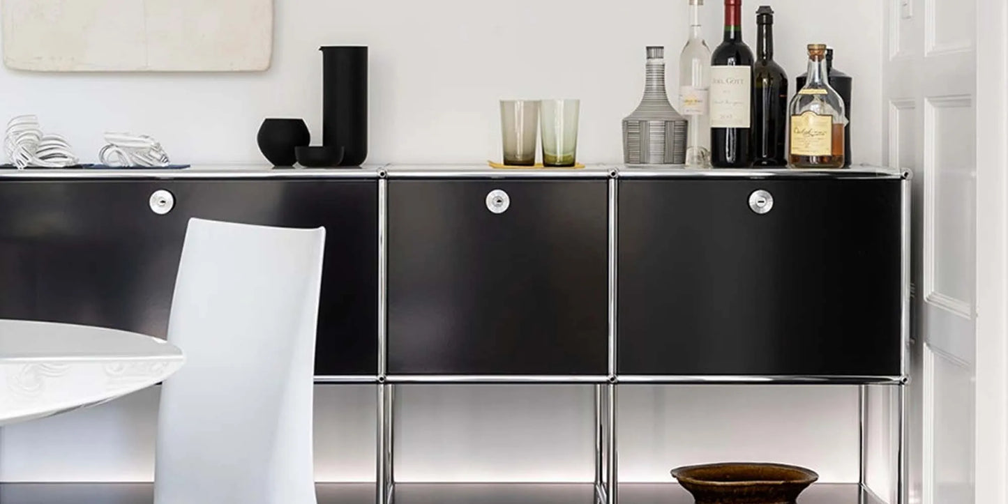 Storage Cabinet Sideboard Haller Cabinet Storage Shelf Modular Furniture Stainless Steel Metal Board Living Room Cabinet-No Keys