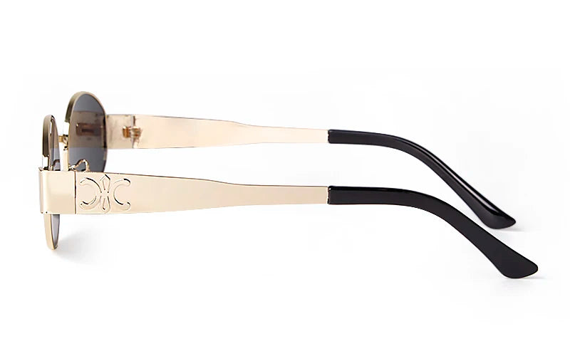 Retro Metal Frame Pilot Oval Sunglasses Women Men Brand Designer Vintage Round Sun Glasses Luxury 90s Green Lens Shades Male UV