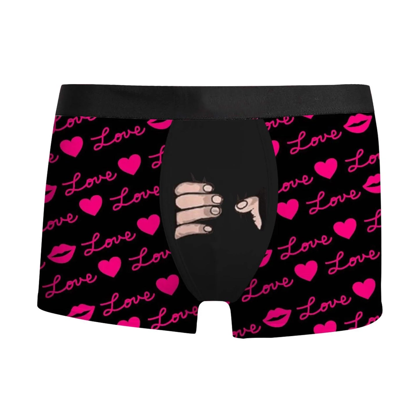 Valentine's Day Men's Boxers Lips Print Funny Boxers Black Underwear Male Clothing