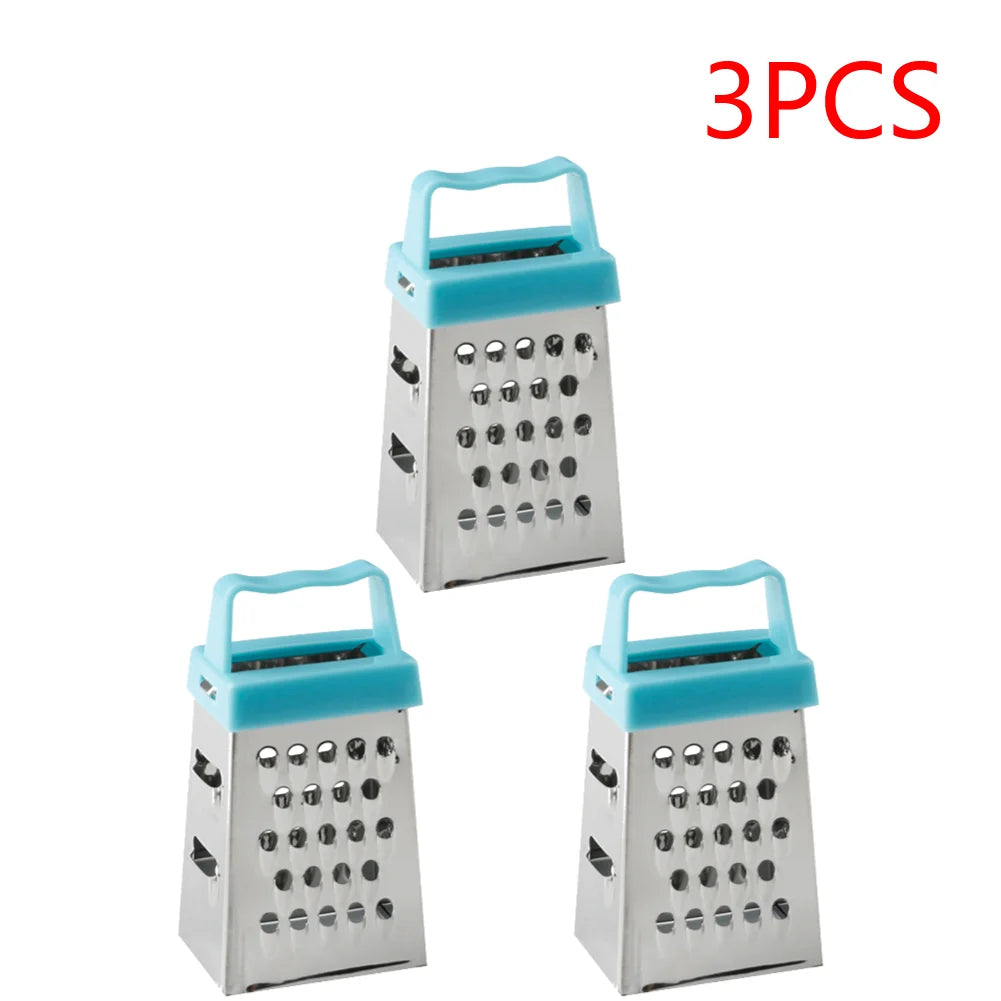 Stainless Steel Mini Four-Sided Grater Planer Non-slip Handle Multifunctional Peel Cutter Fruit Ginger Garlic Grater Kitchen