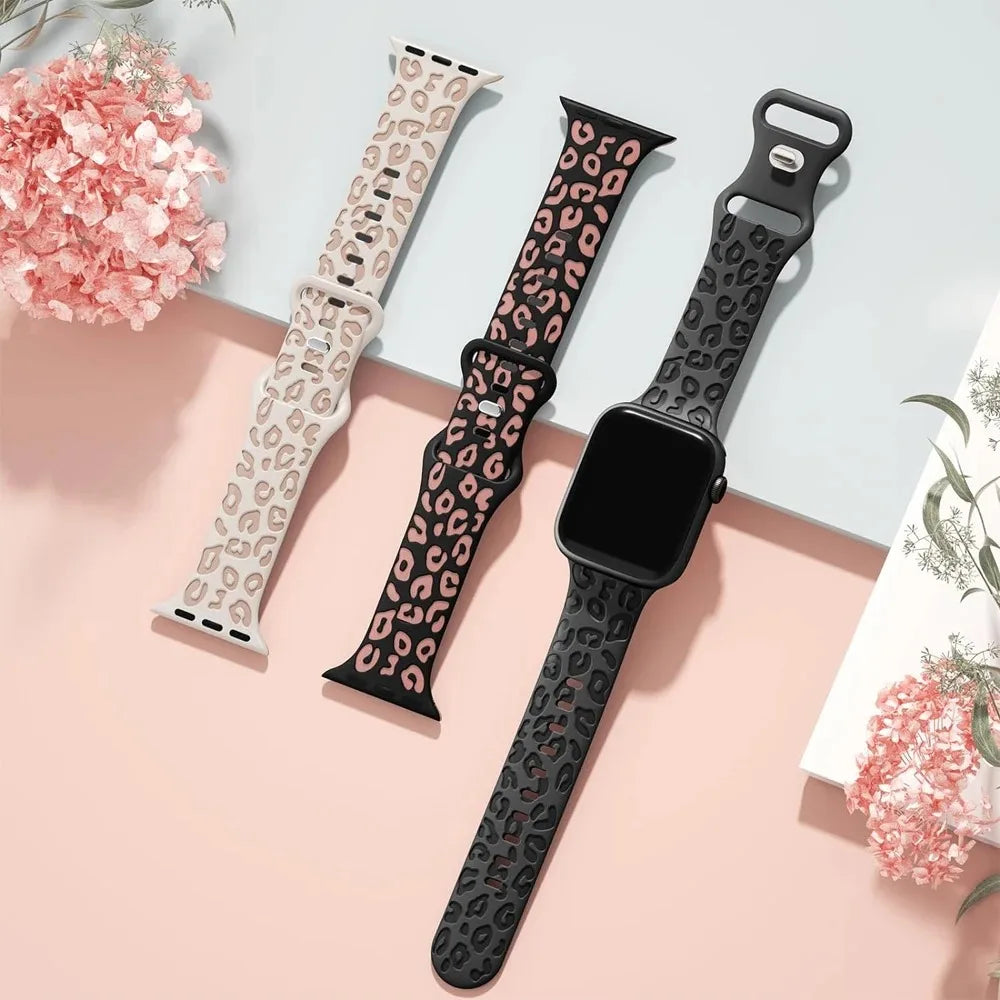 Strap For Apple Watch 10 Band 40mm 44mm 42mm 45mm 41mm 49mm 38mm Silicone Engraved Correa Bracelet Series 8 9 7 SE 6 5 ultra 2 3
