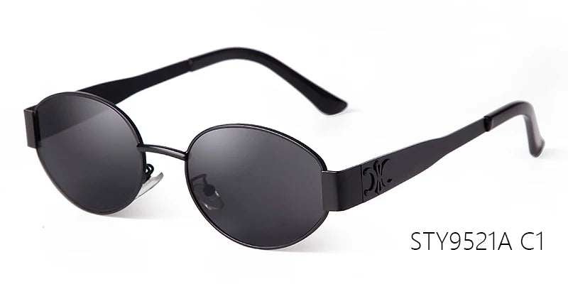 Retro Metal Frame Pilot Oval Sunglasses Women Men Brand Designer Vintage Round Sun Glasses Luxury 90s Green Lens Shades Male UV