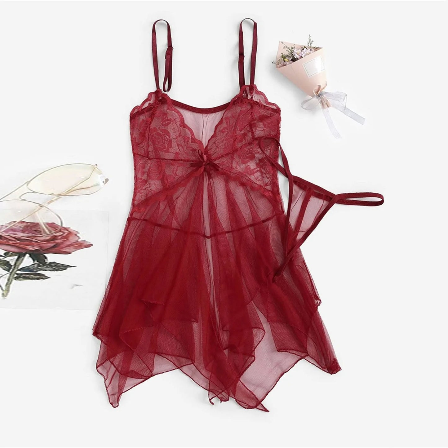 Clothes for Women Sexy Lingerie Women's Lace Fluoroscopy Beauty Tulle Elegant Reverie Sexy Lingerie Garter