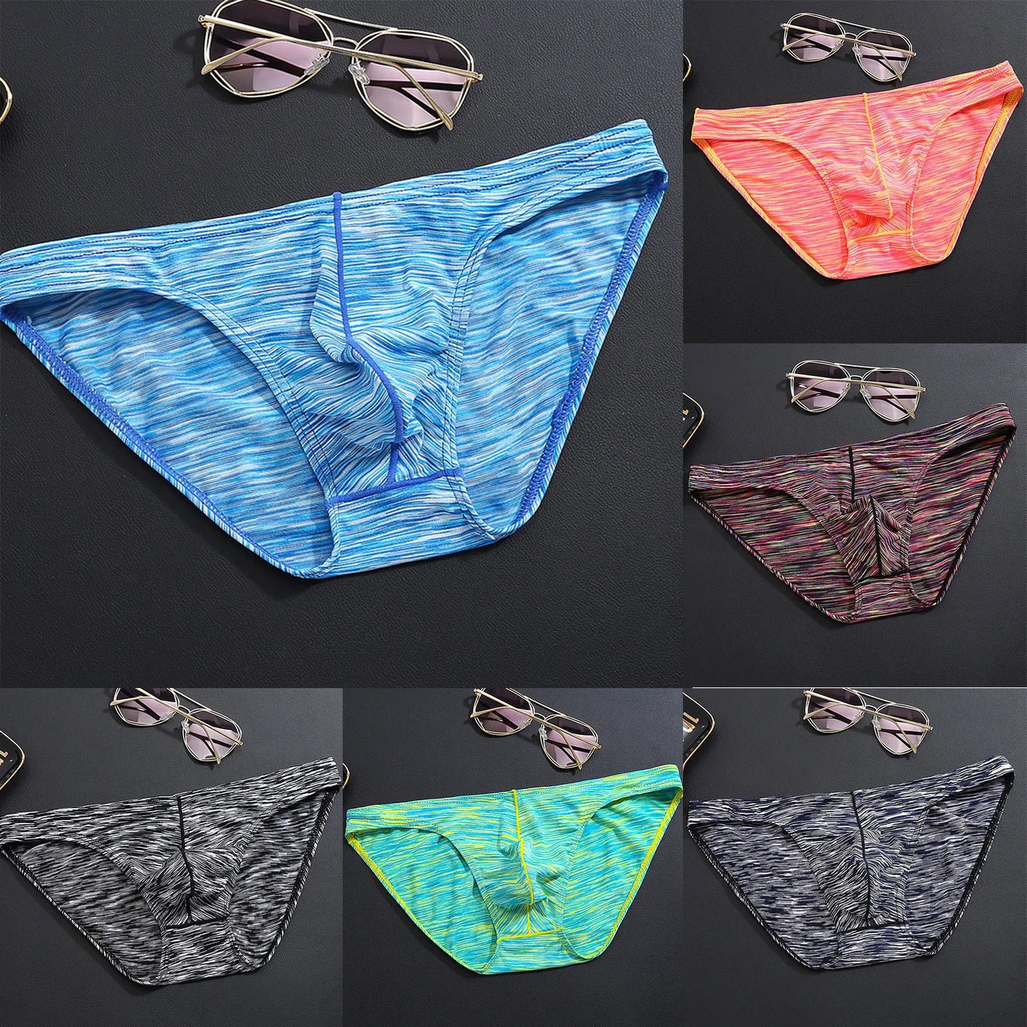 Men's Triangle Boxer Shorts Funny Sexy Comfortable Breathable Shiny Underwear Summer U Convex Pouch