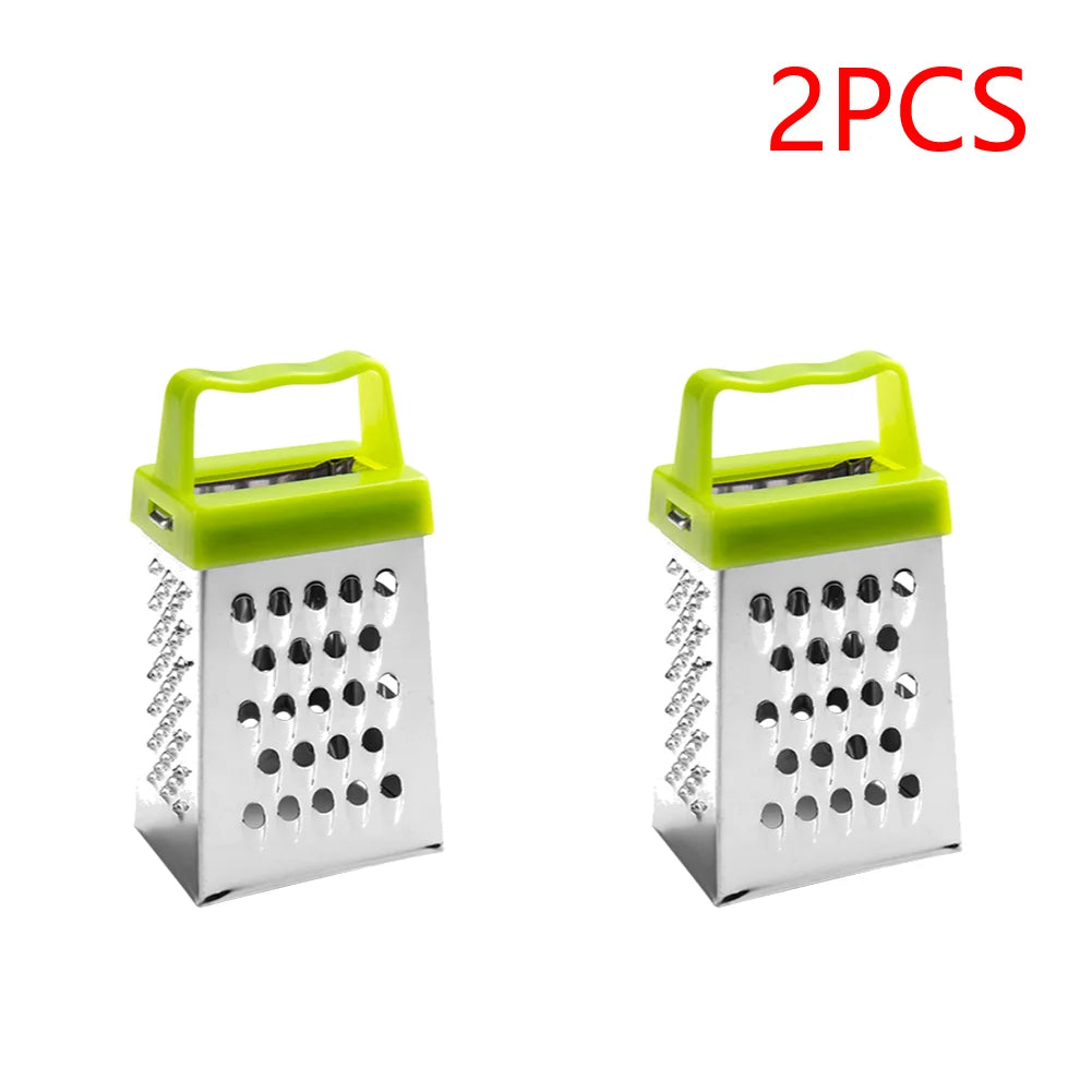 Stainless Steel Mini Four-Sided Grater Planer Non-slip Handle Multifunctional Peel Cutter Fruit Ginger Garlic Grater Kitchen