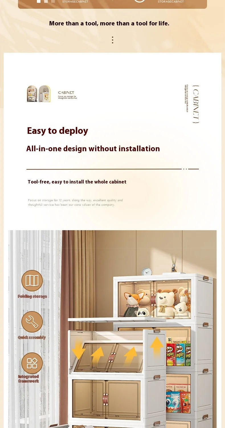 3/4/5 Layers Multifunction Folding Living Room Cabinet Closet Organizer With Wheel Stackable Large Capacity Storage Boxes