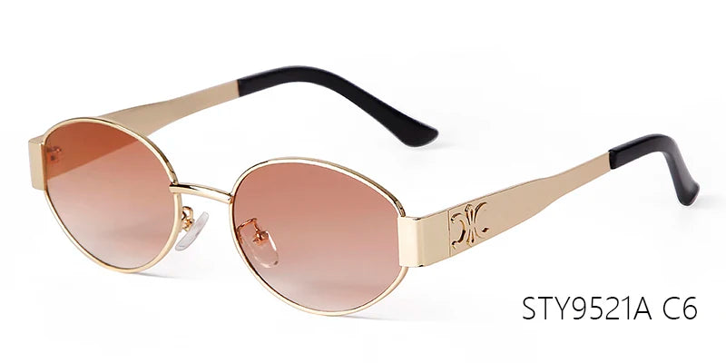 Retro Metal Frame Pilot Oval Sunglasses Women Men Brand Designer Vintage Round Sun Glasses Luxury 90s Green Lens Shades Male UV