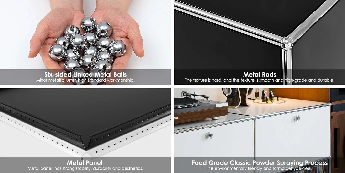 Storage Cabinet Sideboard Haller Cabinet Storage Shelf Modular Furniture Stainless Steel Metal Board Living Room Cabinet-No Keys