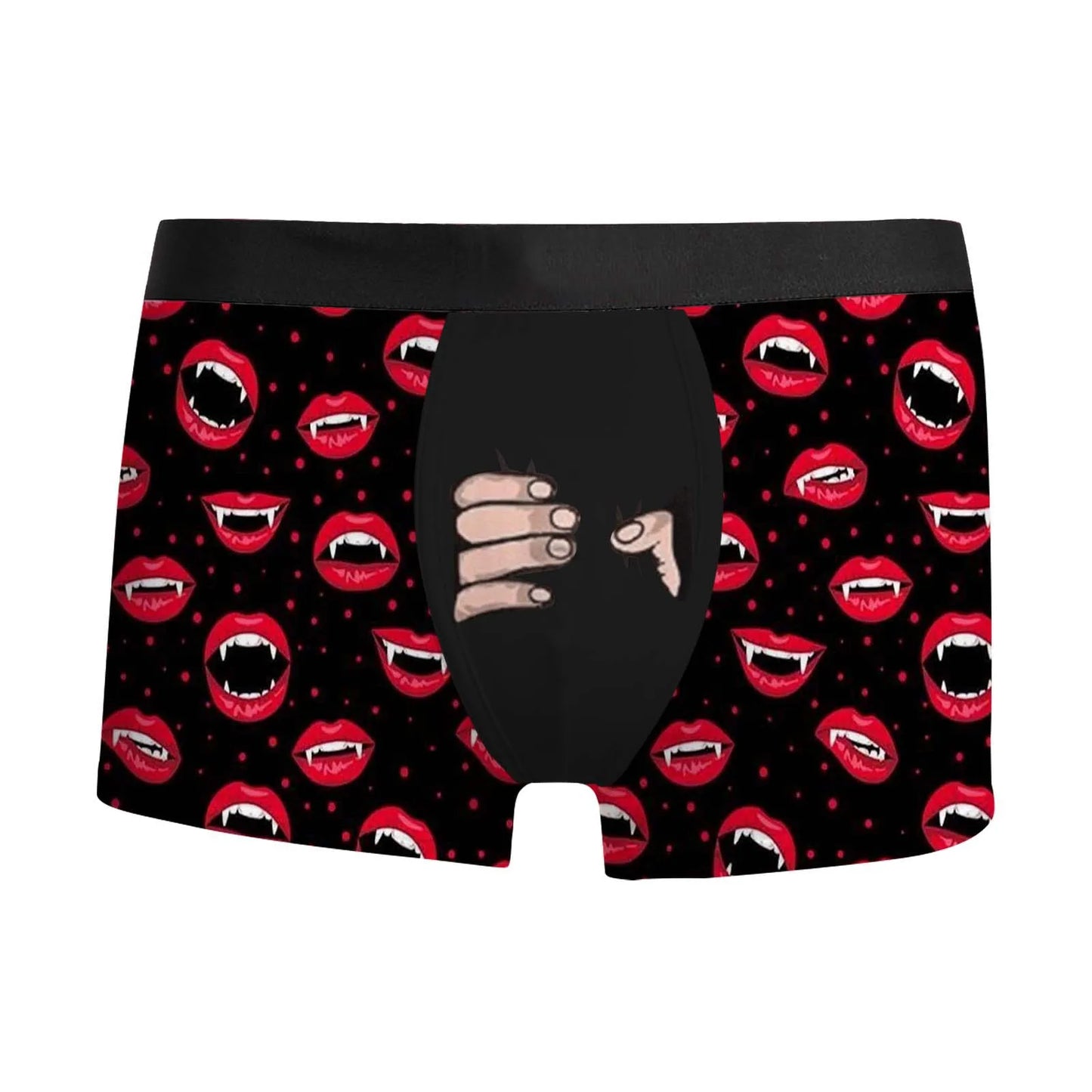 Valentine's Day Men's Boxers Lips Print Funny Boxers Black Underwear Male Clothing