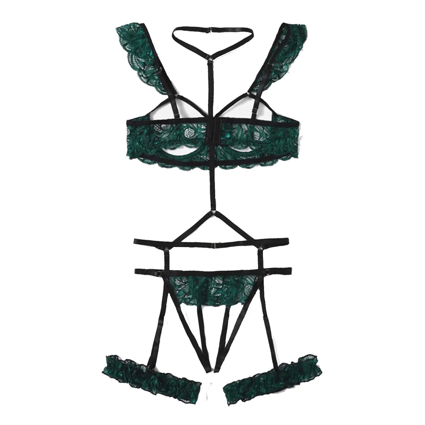 New Sexy Fashion Lace Lingerie Solid Color Embroidery Lace Garter Belt Leg Loop Erotic Intimates Temptation Slimming Underwear