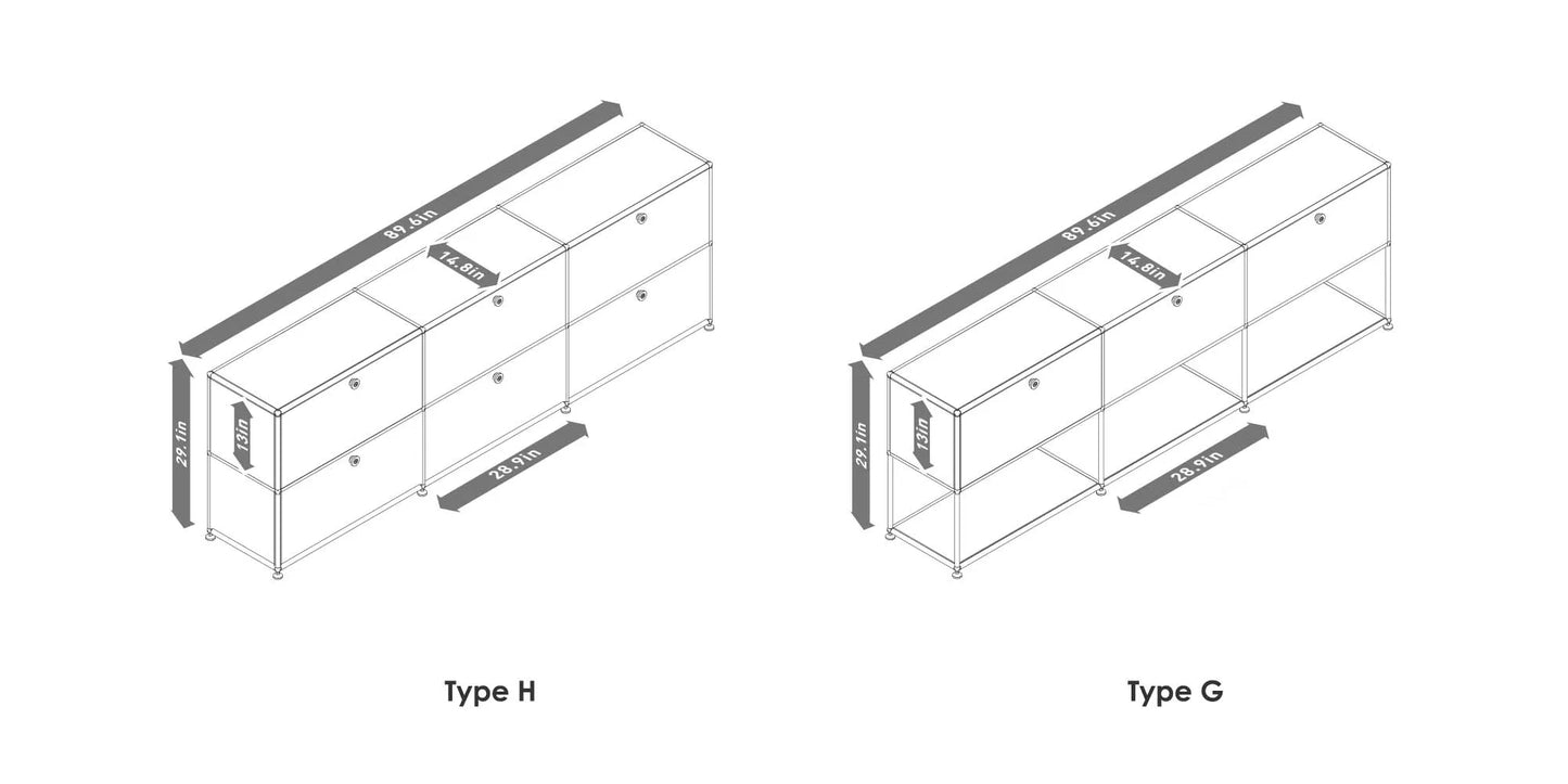 Storage Cabinet Sideboard Haller Cabinet Storage Shelf Modular Furniture Stainless Steel Metal Board Living Room Cabinet-No Keys