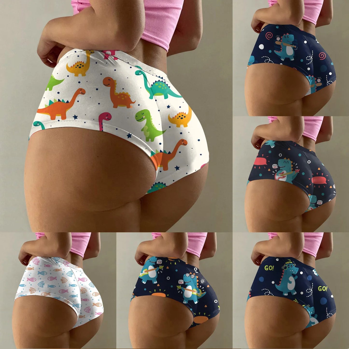 Underwear For Women Thong Women's Fashion Sexy High Waist Underwear Printed Seamless Breathable