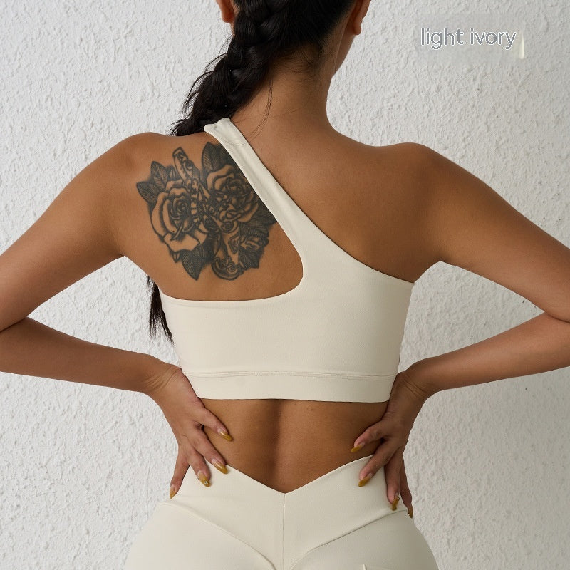 Nude Feel Sports Underwear One-shoulder Yoga Bra