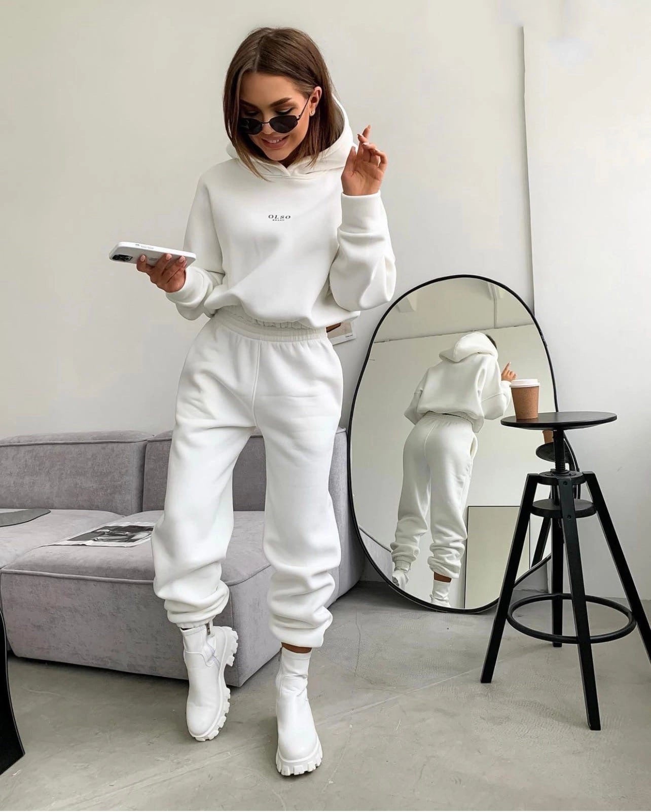 Women's Knitted Fleece Casual Suit Two-piece Outfit Set