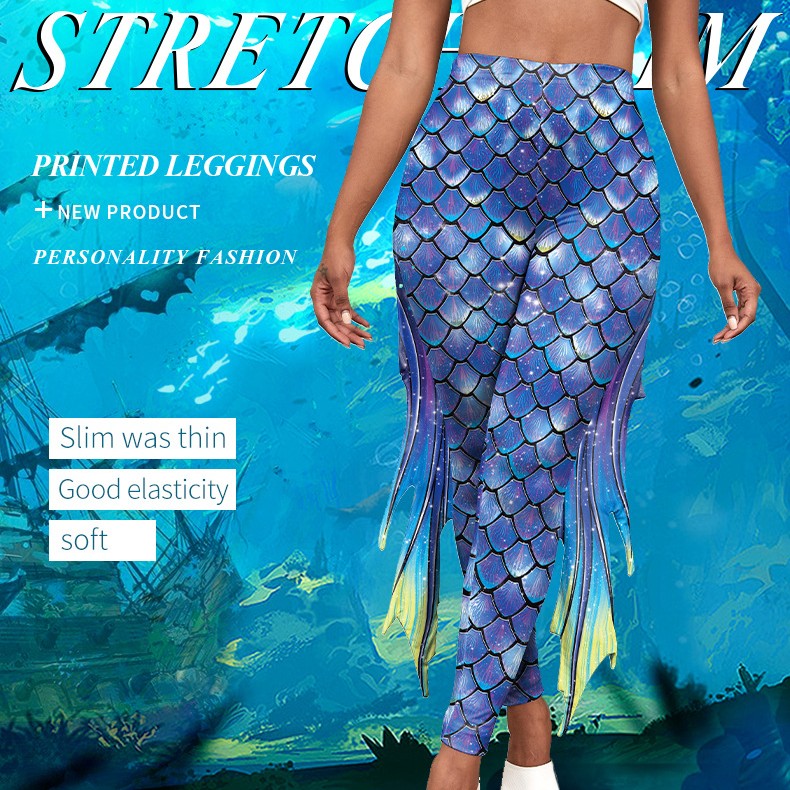 Slim Fish Pants With Raised Hips And Digital Fin Printing