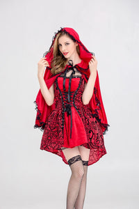 Halloween Gothic Style Red Hat Costume Play Cloak