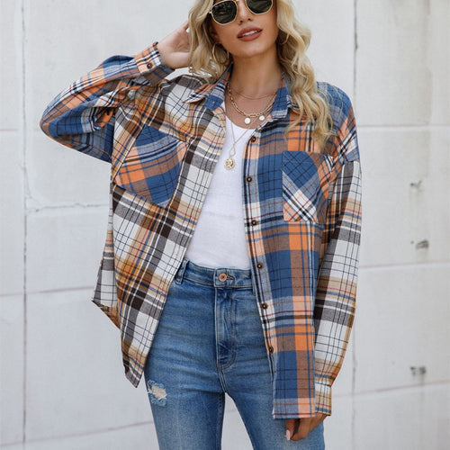 Women's Fashion Casual Patchwork Plaid Cardigan