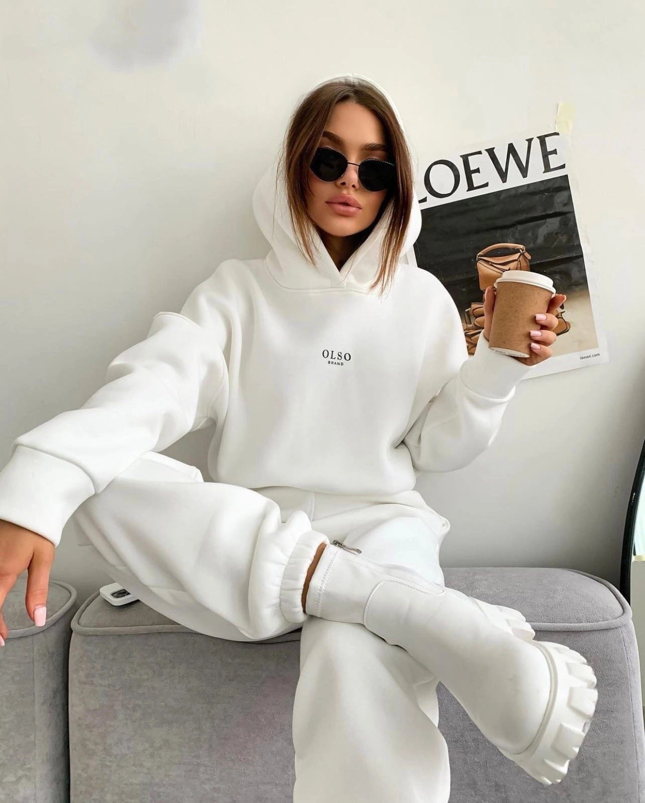 Women's Knitted Fleece Casual Suit Two-piece Outfit Set