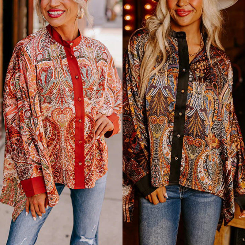 Vintage Printed Loose Street Fashion Tops