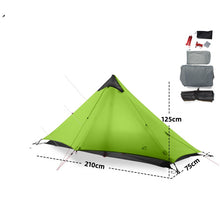 Cargar imagen en el visor de la galería, Silicon coated double tip single tip poleless tent rainproof