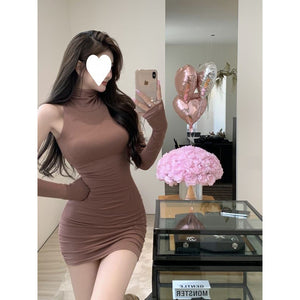 Sexy Turtleneck Vest Over sleeve Dress