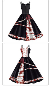 Halloween Skirt Women's Digital Print Scary Strap Dress