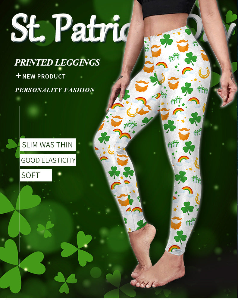 Saint Patrick's Day Costume Digital Printed With Hip Lifting Fitness Leggings