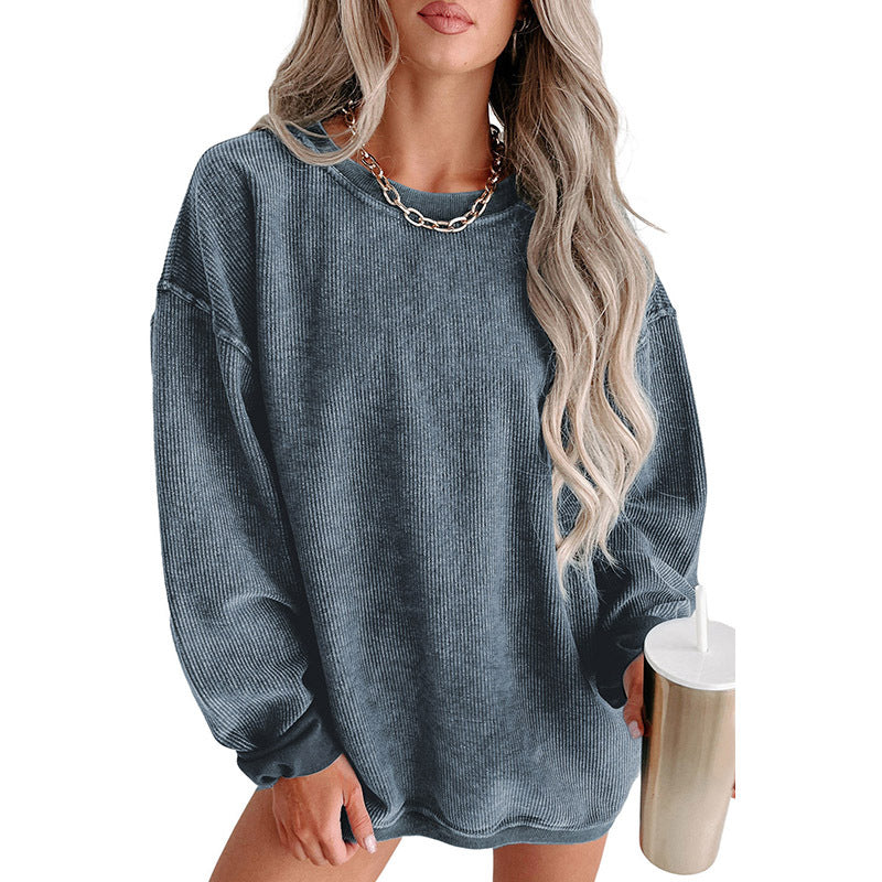 European And American Leisure Style Oversize Solid Color Pullover Thread