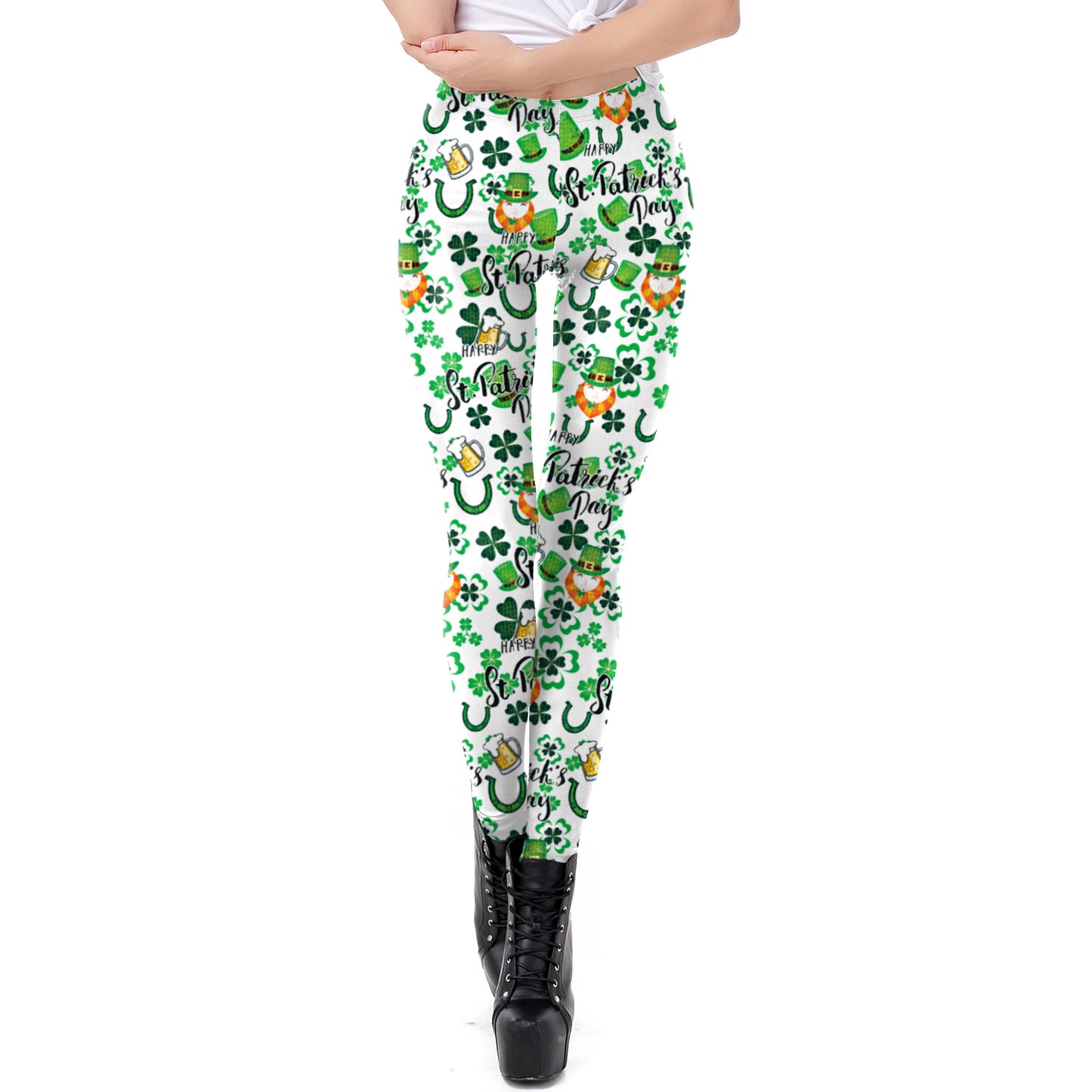 Holiday Printed Pencil High Waisted Slim Pants With Leggings